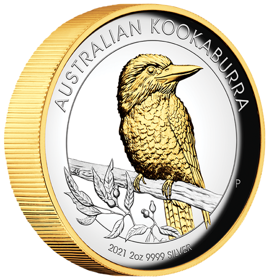 Cucaburra 2 oz Plata 2021 Proof Alto Relieve Dorada