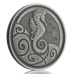 Samoa: Mořský koník 1 unce stříbra 2019 Antiqued Coin