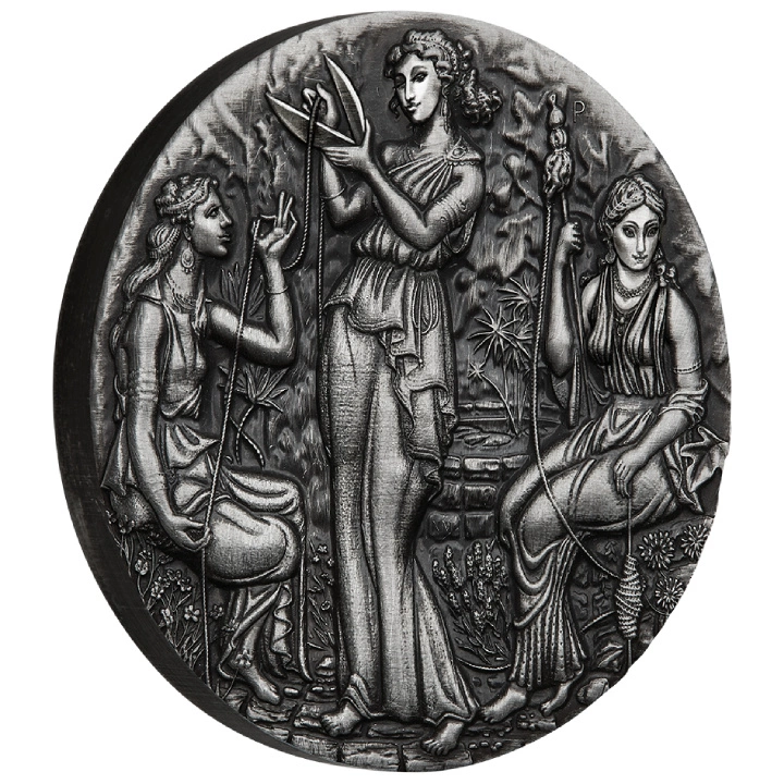 Tuvalu: Fate - The Moirai 2 oz Silber 2025 High Relief Antiqued Coin