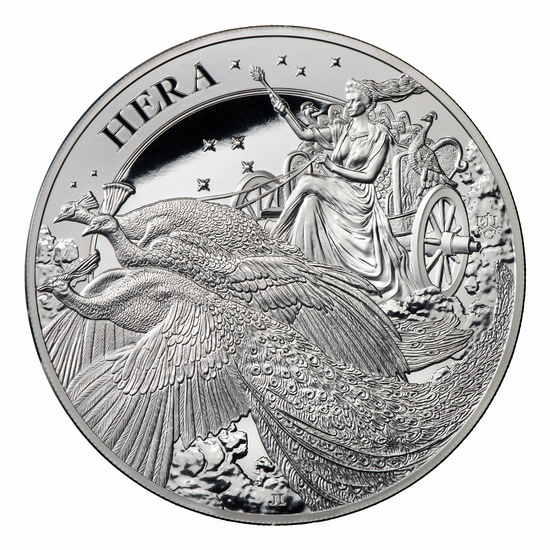 Santa Helena: Diosa - Hera y el Pavo Real 10 oz Plata 2022 Proof