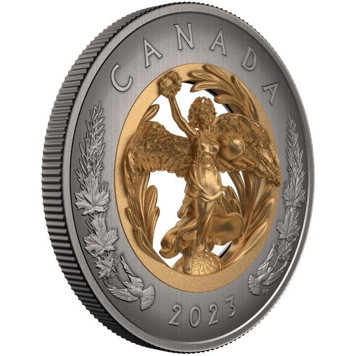 Canada: Allegory of Peace $50 Silver 2023 Gilded Antiqued Coin