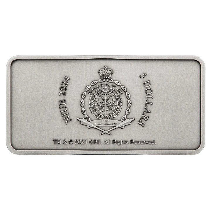 Niue: Ghostbusters - Silver Ecto - 1 colorato 2 once d'argento 2024 License Plate Antiqued Shaped Coin