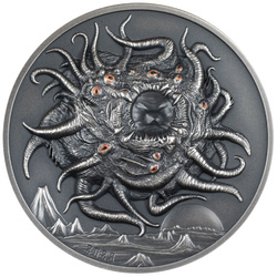 Palau : H.P. Lovecraft - Azathoth coloré 3 onces d'argent 2023 Ultra High Relief Antiqued Coin