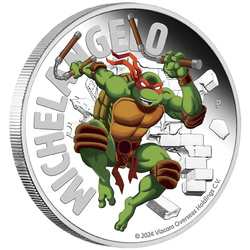 Tuvalu : Teenage Mutant Ninja Turtles - Michelangelo colorée 1 once d'argent 2024 Proof