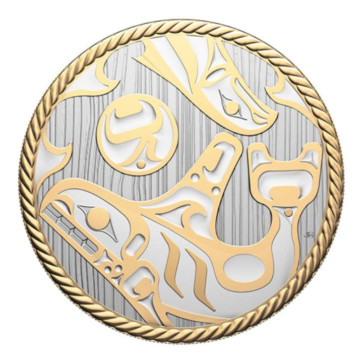 Canadá: The Ancestor chapado en oro 2 oz Plata 2025 Reverse Proof