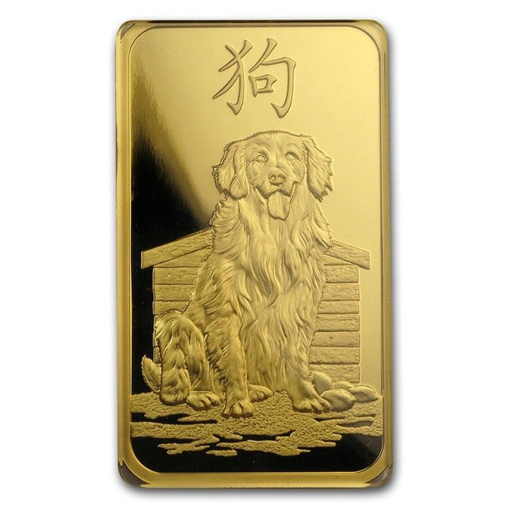 1 oz Bar Gold Lunar Year of the Dog