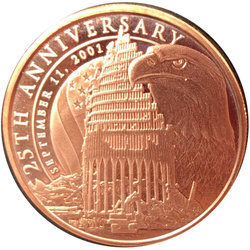Médaille en cuivre du 25e anniversaire du 11 septembre, 1 once AVDP