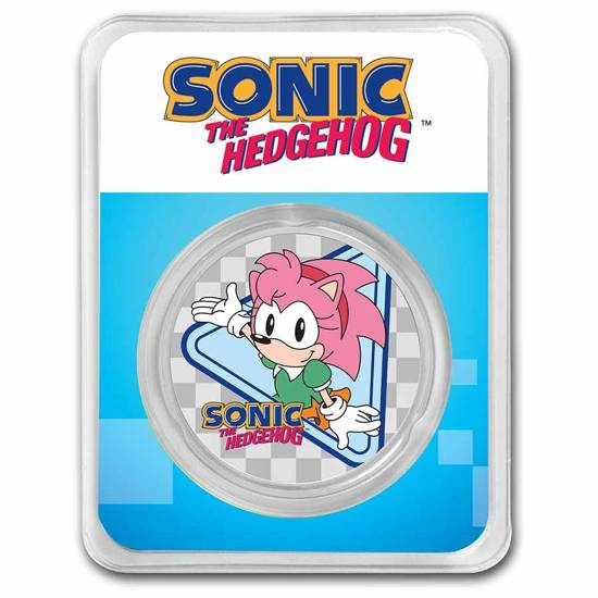 Niue: Sonic The Hedgehog - Amy Rose kolorowana 1 uncja Srebra 2022 Slab