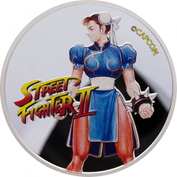 Street Fighter II: Chun Li colorato 30° anniversario del gioco 1 oncia d'argento 2021