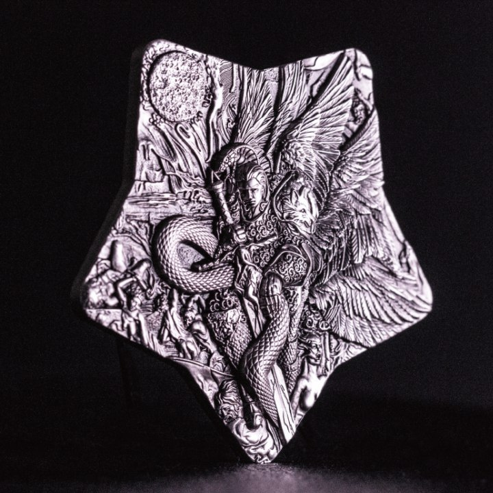 Lucifer 2 uncje Srebra 2023 Stackable High Relief Antiqued