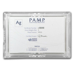 Lingot d'argent Pamp Fortuna 5 onces