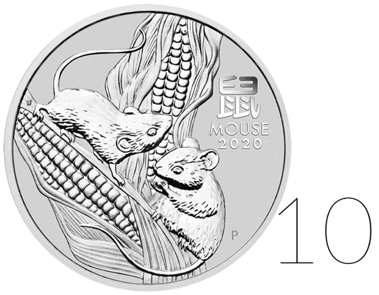 Lunar III : Année du Rat 1000 grammes d'argent 10 PIÈCES 2020