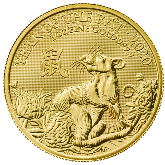 Année du rat 1 once d'or Grande-Bretagne 2020