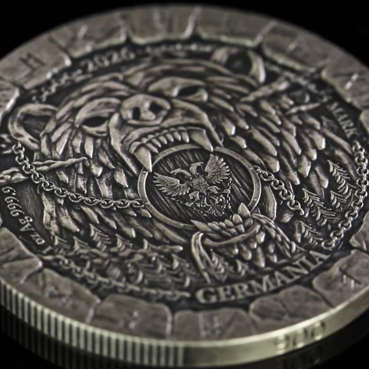 Srebrna Moneta Germania Mint: Bödvar Saga - Loss kolorowana 1 uncja Srebra 2026 Antiqued Coin