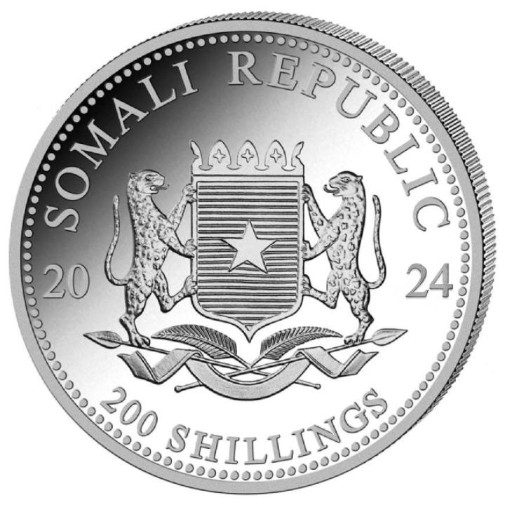 African Wildlife: Somalia Elephant 2 oz Silver 2024