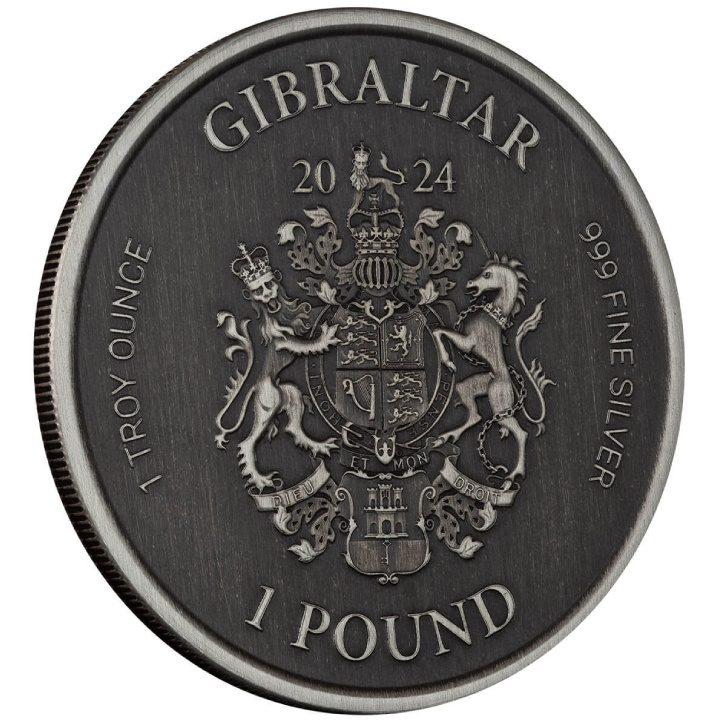 Gibraltar: Lady Justice 1 oz Silber 2024 Antiqued Coin