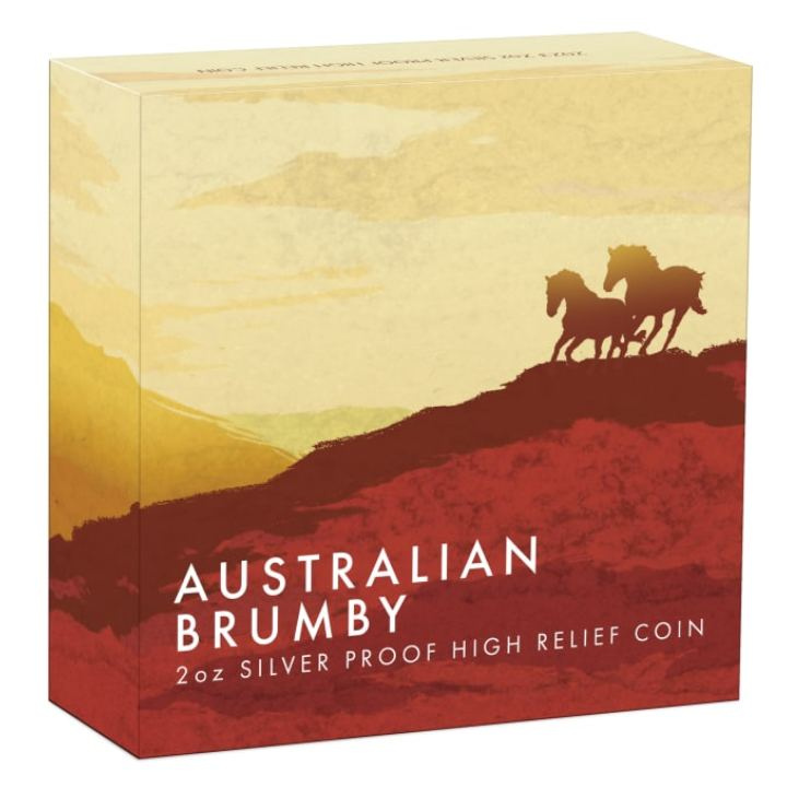 Australijski dziki koń - Brumby 2 uncje Srebra 2023 Proof High Relief