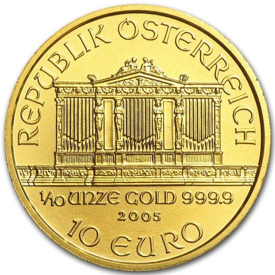 Vídeňský filharmonik 1/10 unce zlata 2005