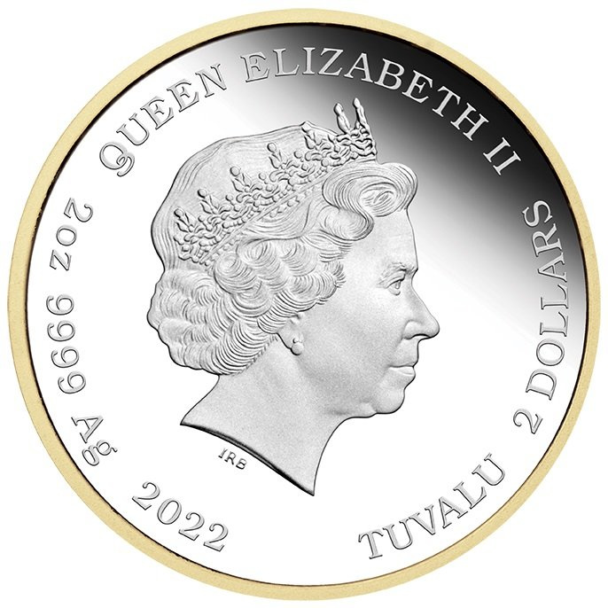 Tuvalu: James Bond 60th Anniversary 2 oz Silber 2022 Gilded