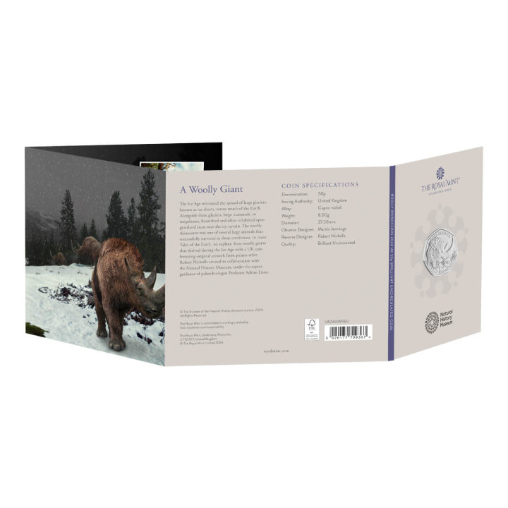Ice Age Giants - Woolly Rhinoceros 50p Cupro-Nickel 2024