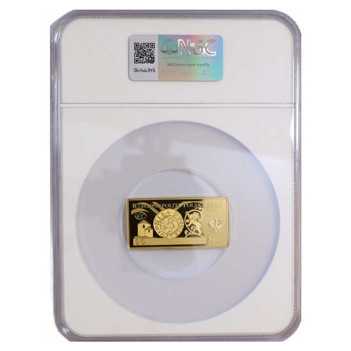 Złota Moneta Polskie banknoty obiegowe – banknot o nominale 20 zł Złoto 2024 Proof NGC PF 70 Ultra Cameo