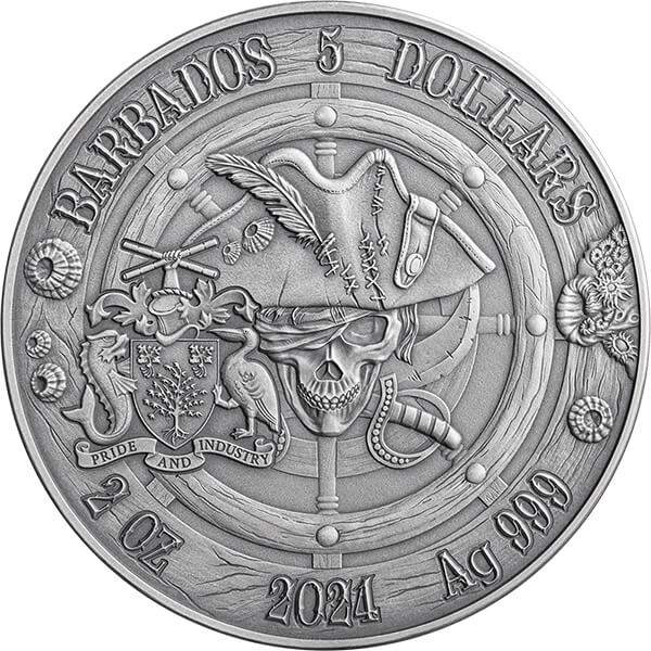 Barbados Captains of Fortune Oxford 2 oz argint 2024 High Relief Antiqued Coin