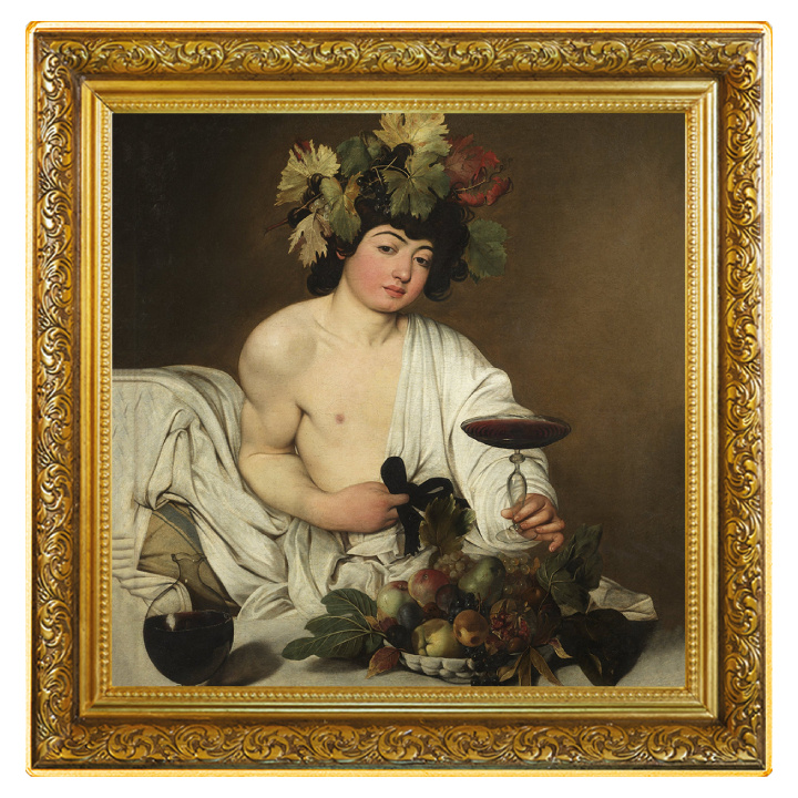 Niue: Caravaggio - Bacco colorato, placcato in oro 1 oncia d'argento 2021 Proof