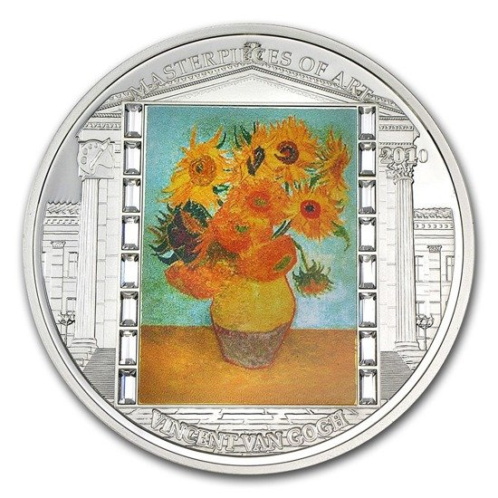 Islas Cook: Girasoles 3 oz Plata 2010 Proof