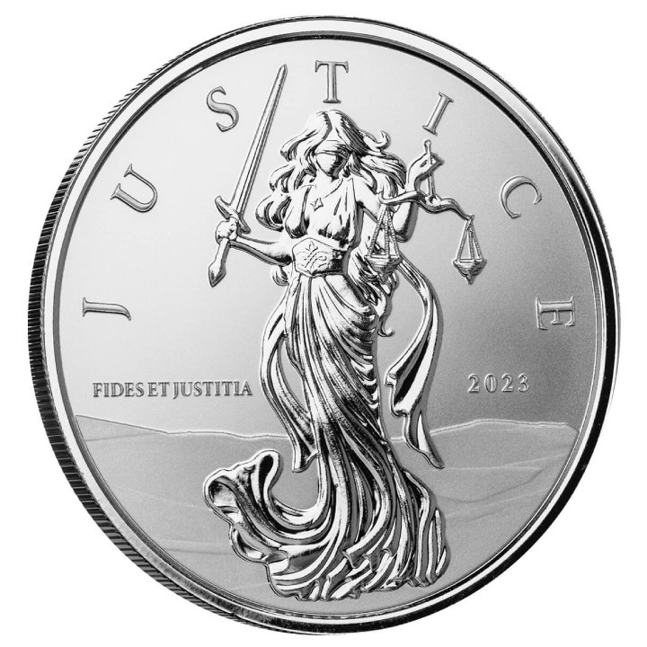 Gibraltar: Lady Justice 1 uncja Srebra 2023 Prooflike