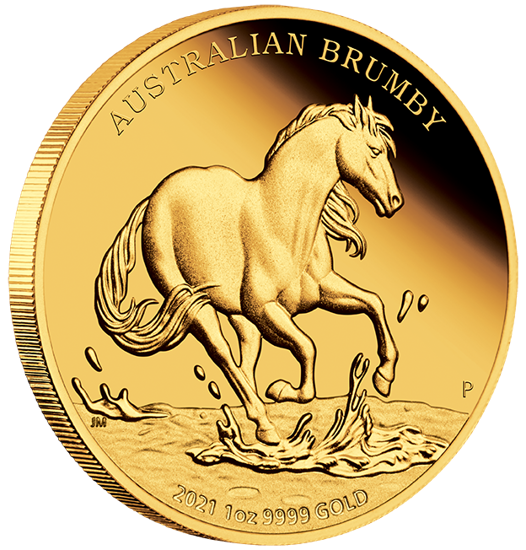 Australijski dziki koń - Brumby 1 uncja Złota 2021 Proof