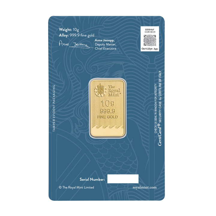 The Royal Mint - Lingote de oro Britannia de 10 gramos
