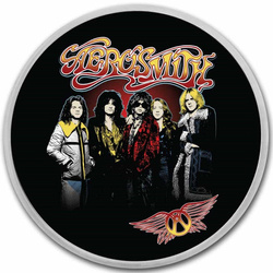 Niue: Aerosmith 'Band' 50. rocznica kolorowany 1 uncja Srebra 2023 Slab