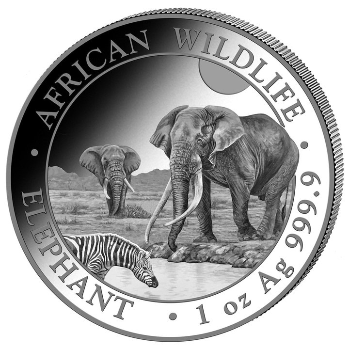 Somalia: African Wildlife - Elephant 1 uncja Srebra 2026