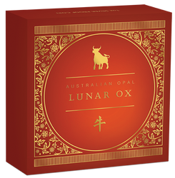 Lunar III: Anno del Bue 1 oncia d'argento 2021 Proof Opal