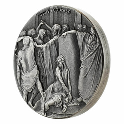 Niue: Biblico - Gesù flagellato 2 once d'argento 2018 Proof Antiqued Coin