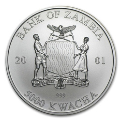 Vida salvaje africana: Elefante 1 oz Plata 2001