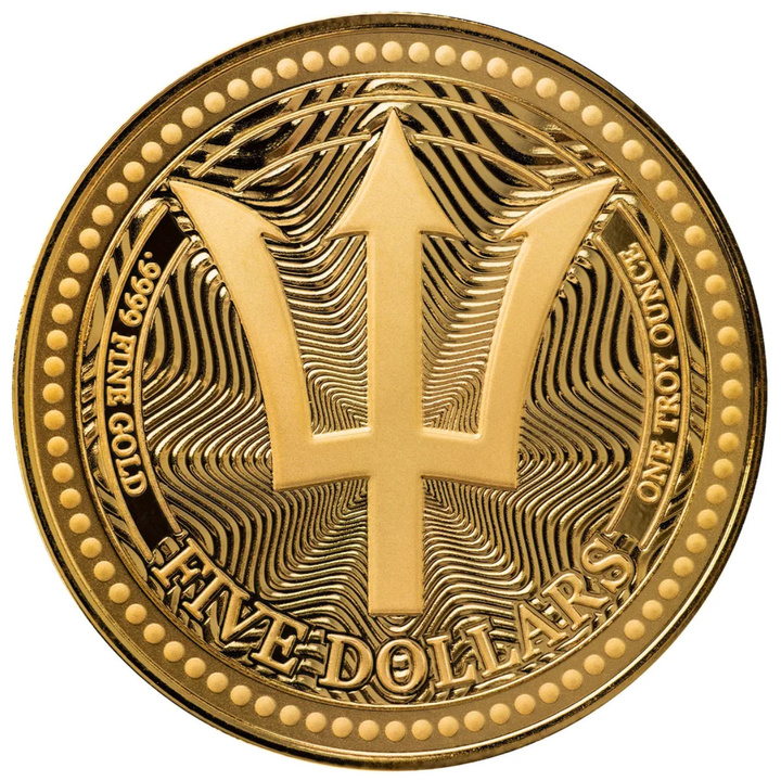 Barbados: Trident, 1 Unze Gold, 2025, Prooflike