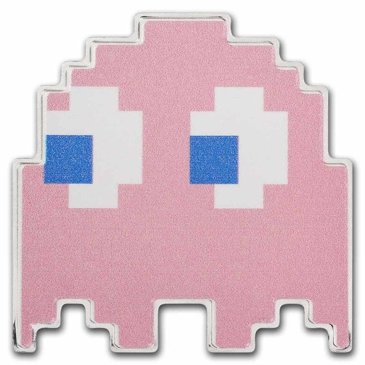 Niue: PAC-MAN GHOST „PINKY” színes 1 uncia ezüst 2022 Proof alakú érme