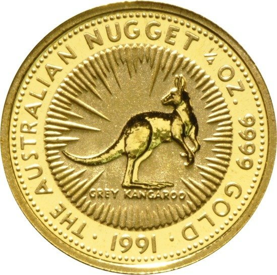 Ausztrál kenguru – Nugget 1/4 uncia arany 1991