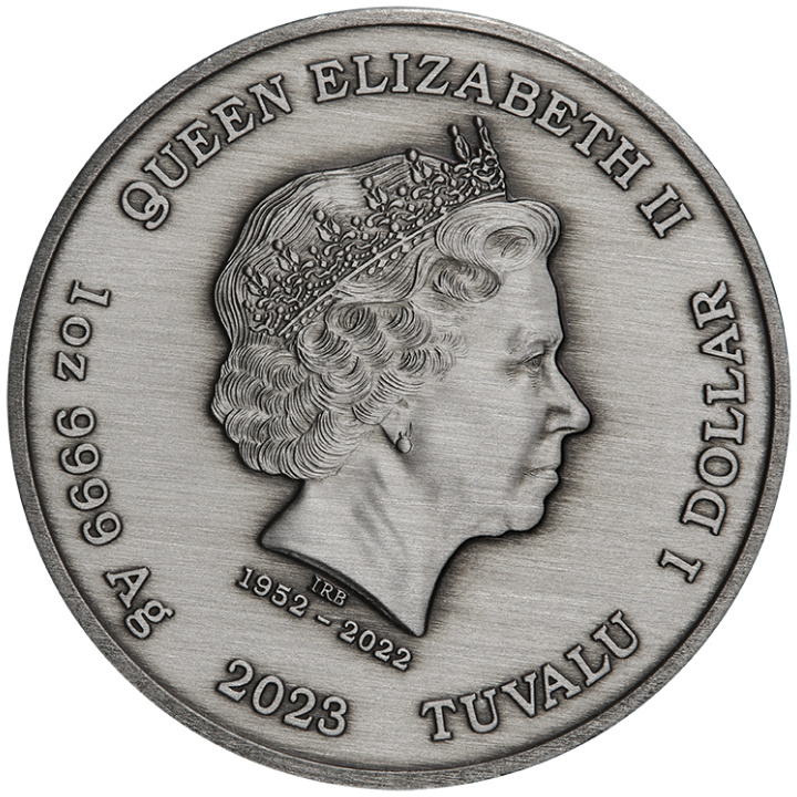 Tuvalu: James Bond - Casino Royale "Casino Chip" kolorowany 1 uncja Srebra 2023 Antiqued Coin