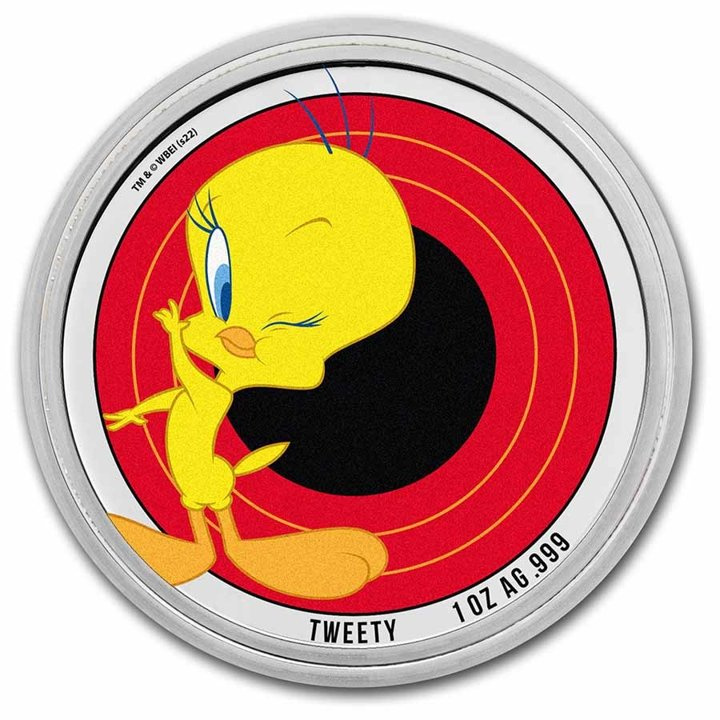 Samoa: Looney Tunes - Tweety barevný 1 unce stříbra 2023 Slab