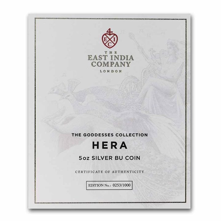 St Helena: Goddess - Hera and the Peacock 5 oz Silver 2022