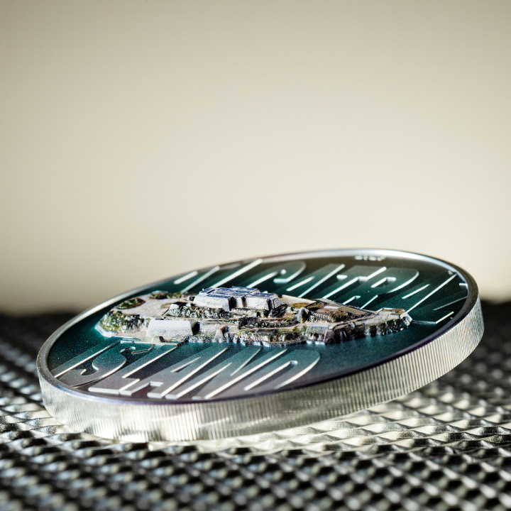 Isole Cook: Isola di Alcatraz colorata 3 once d'argento 2023 Proof Ultra High Relief