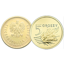 Banca Nazionale Polacca: 5 groszy Sacchetto della zecca (100 pezzi) del 2024 UNC