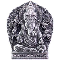 Ganesha 2 uncje Srebra 2023 Stackable Ultra High Relief Antiqued