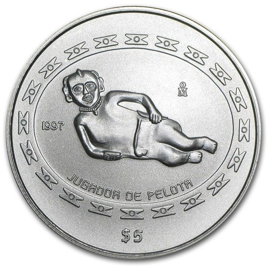 1997 Mexico 1 oz Silber 5 Pesos Jugador de pelota