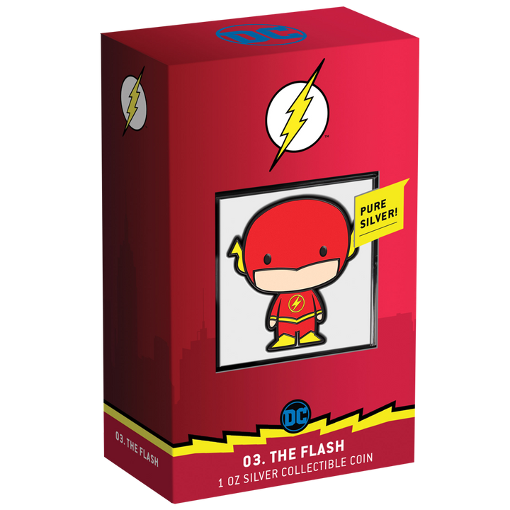 Niue: DC Comics - Chibi Coin de Flash coloreada, 1 onza de plata, 2020, Proof