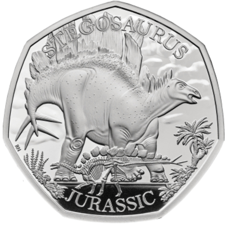 Dinosaurs: Iconic Specimens - Stegosaurus 50p Srebro 2024 Proof