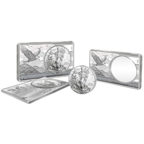 2-Stück Silber Barren & Münzen Set (30 Jahre) American Eagle 2016