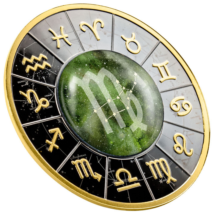 Camerún: Signos del Zodíaco - Virgo coloured, gold-plated Plata 2023 Black Proof